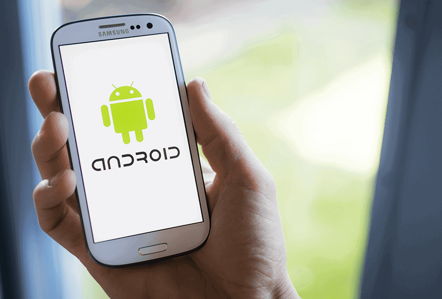 man holding a samsung android phone