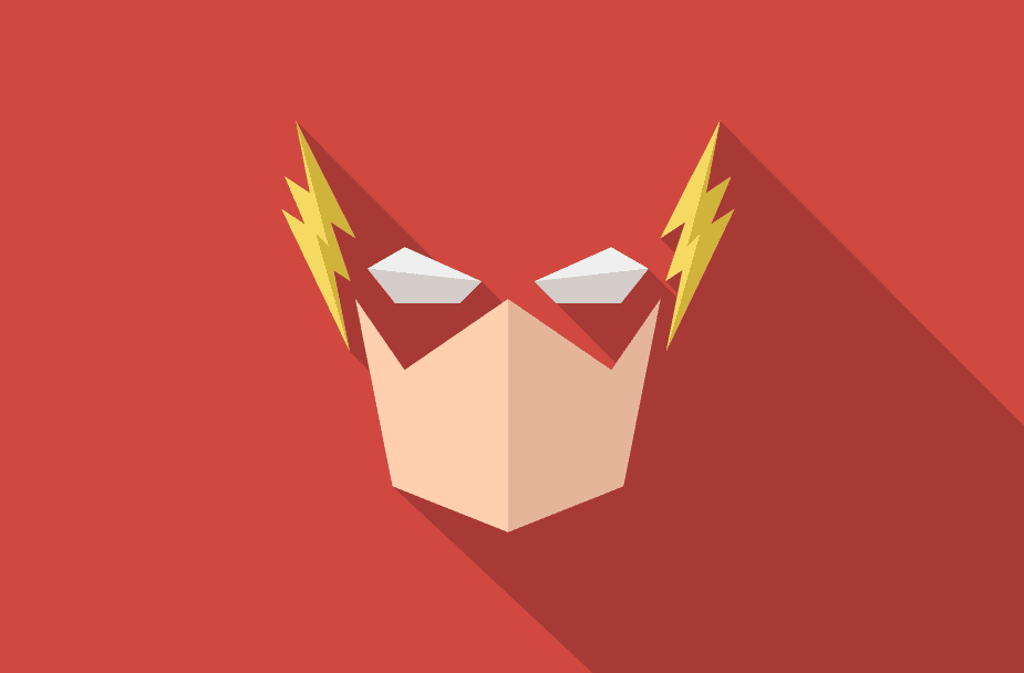 mask men with side lightning on a red background