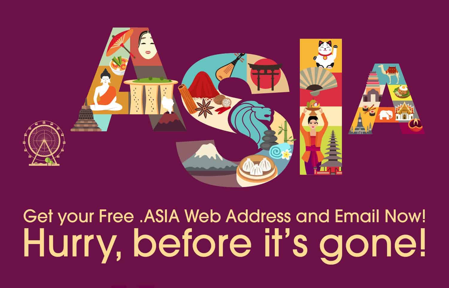.asia free web address and email banner promo